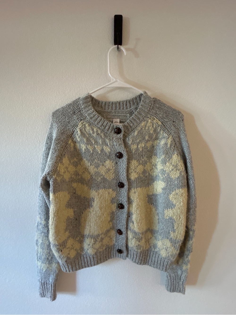 Kimchi Blue Gray and Cream Patterned Button-Up Cardigan